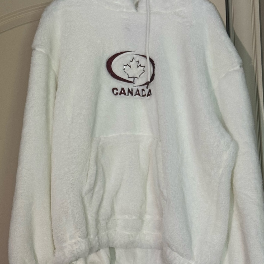 TC White Fleece Hoodie with Red Label